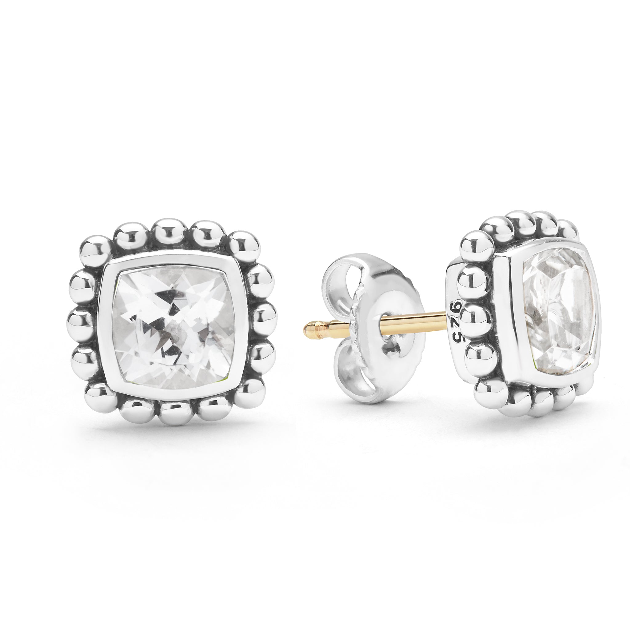 Sterling Silver Cushion-Cut White Topaz Stud Earrings