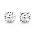 Front view of the Sterling Silver Cushion-Cut White Topaz Stud Earrings