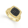 Studio 18K Gold Black Ceramic Cushion Statement Ring