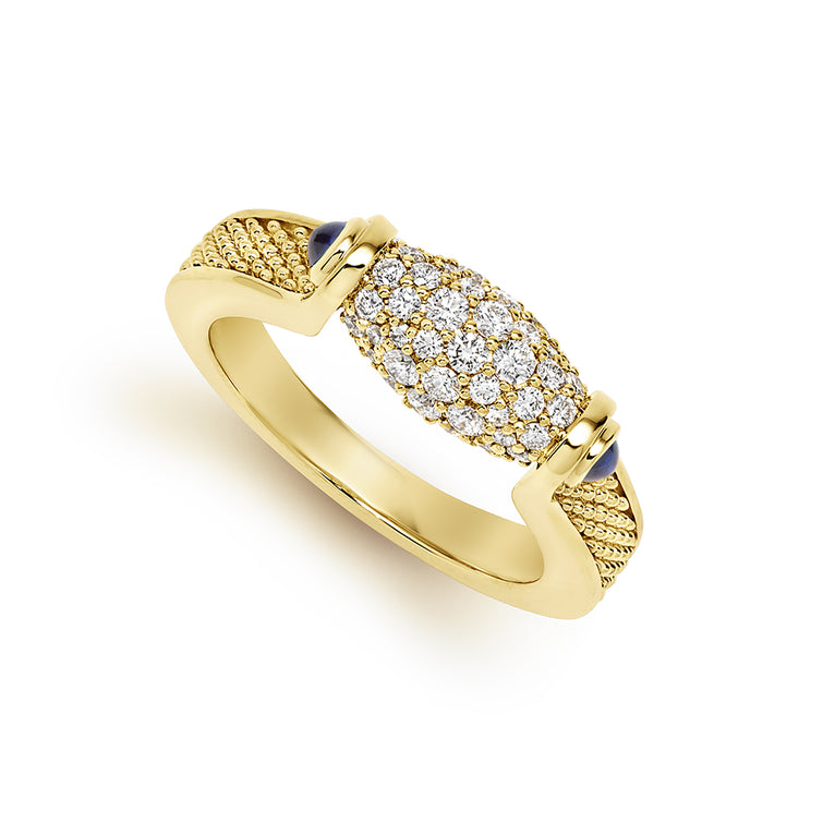 18K Superfine Diamond and Blue Sapphire Ring