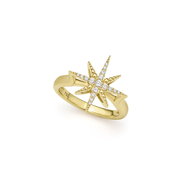 18K Gold Petite Diamond Star Ring