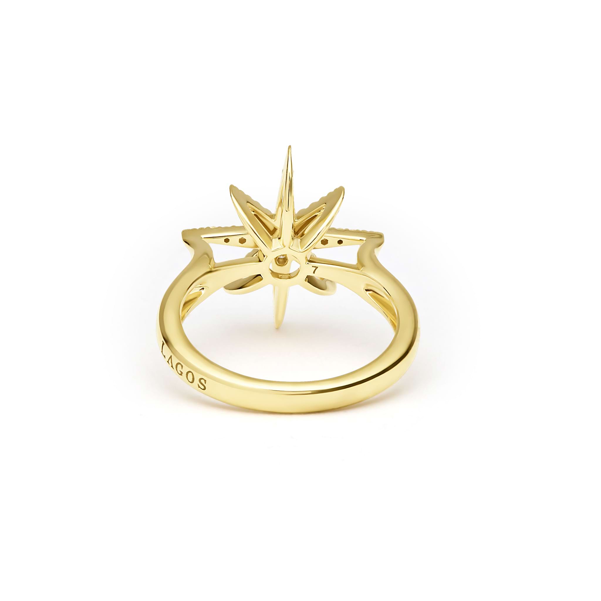Back view of the 18K Gold Petite Diamond Star Ring