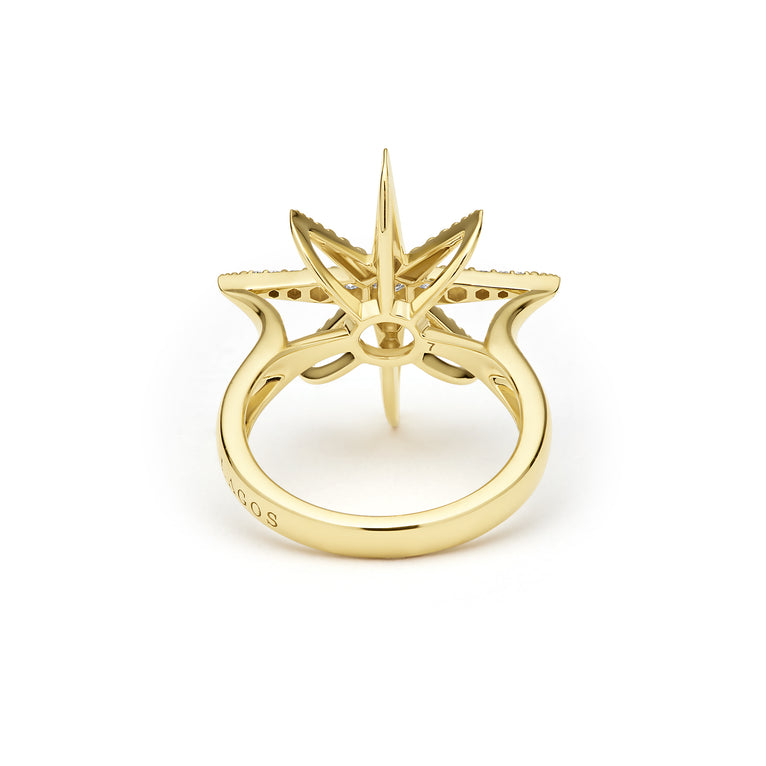 Back view of the 18K Gold Statement Diamond Star Ring 
