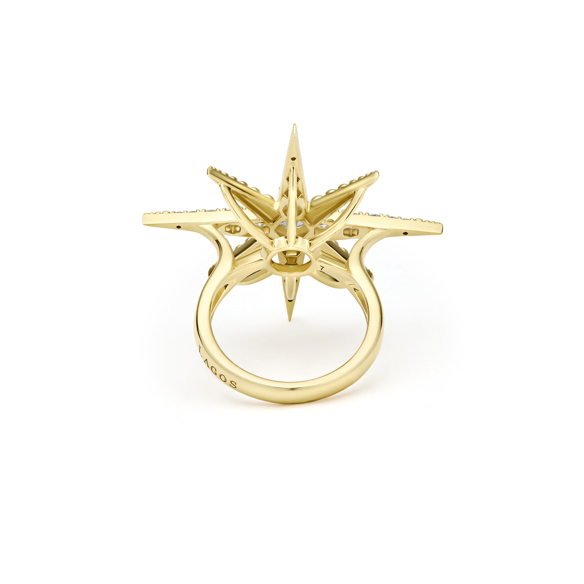 Back view of the 18K Gold Diamond Star Ring