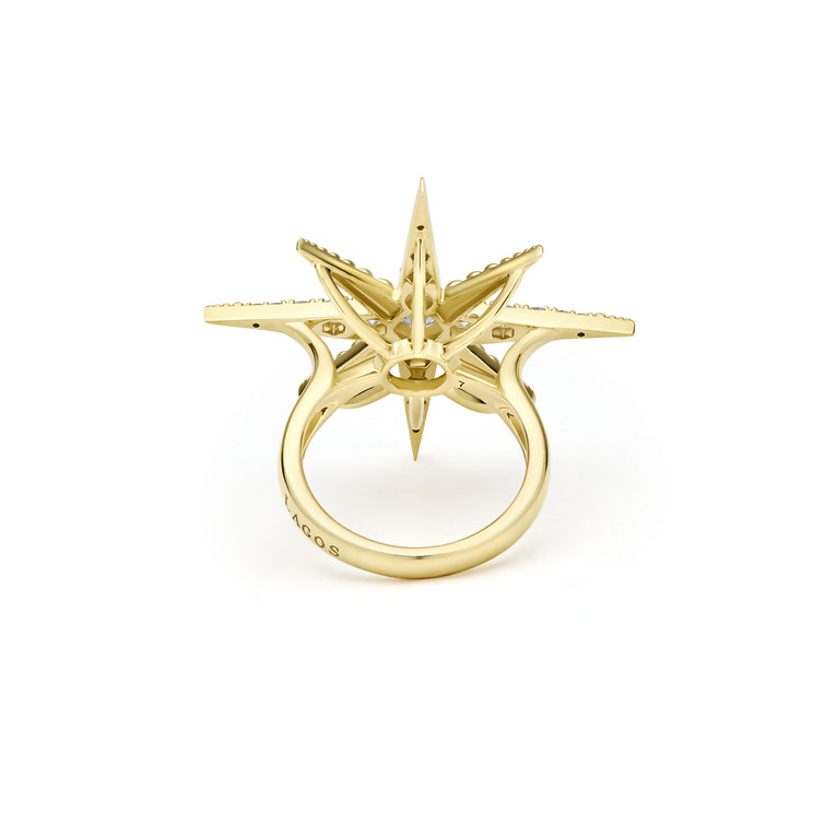 Back view of the 18K Gold Diamond Star Ring