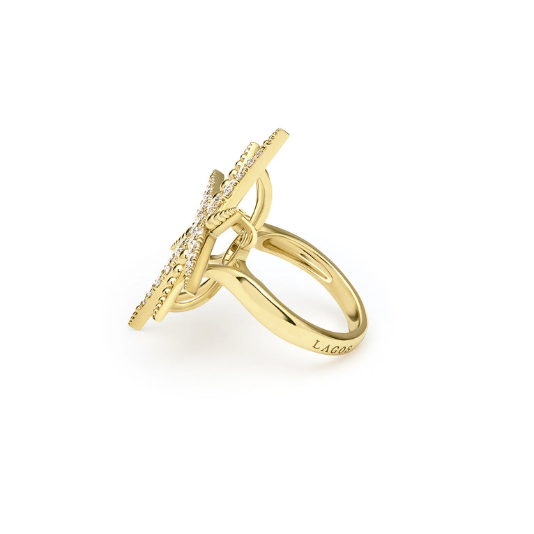 Side view of the 18K Gold Diamond Star Ring