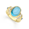 Studio 18K Gold Swiss Blue Topaz Sapphire and Diamond Ring