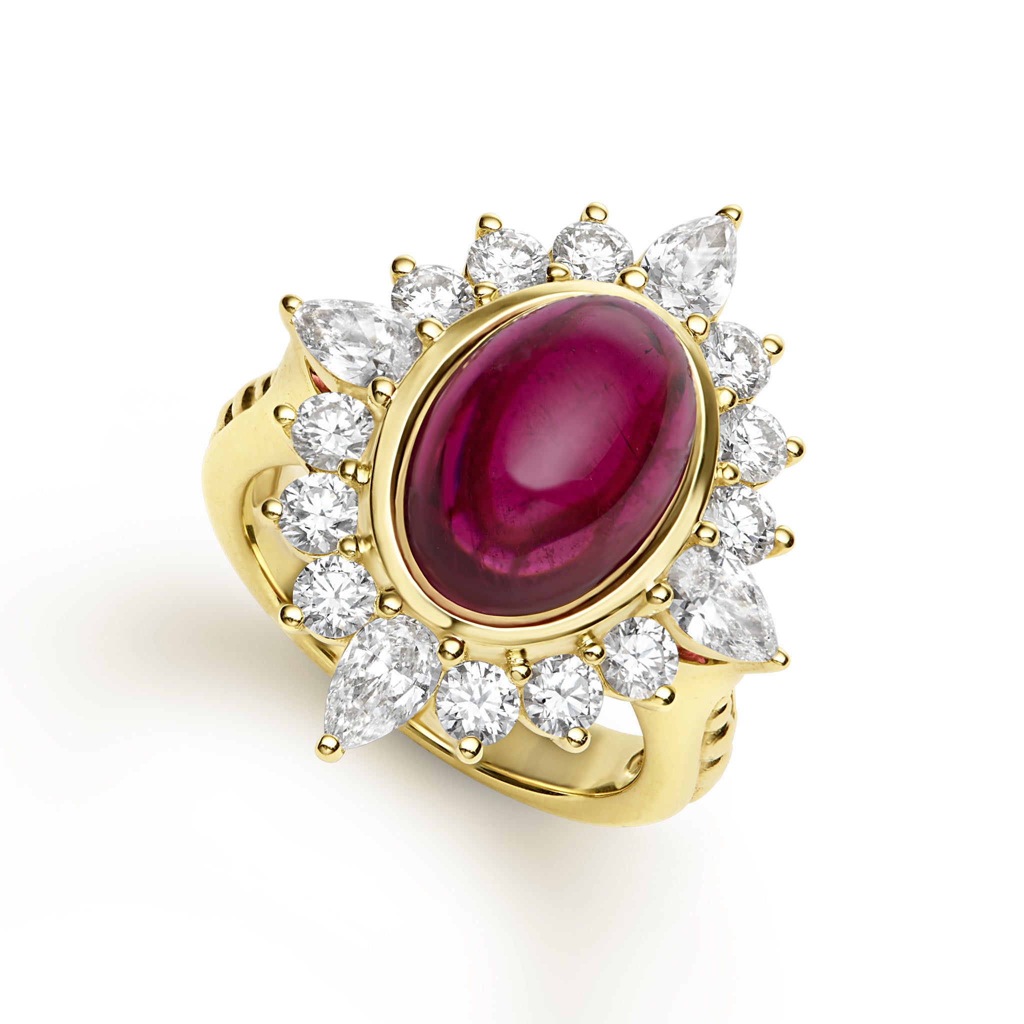 Studio 18K Gold Pink Rubellite Diamond Ring
