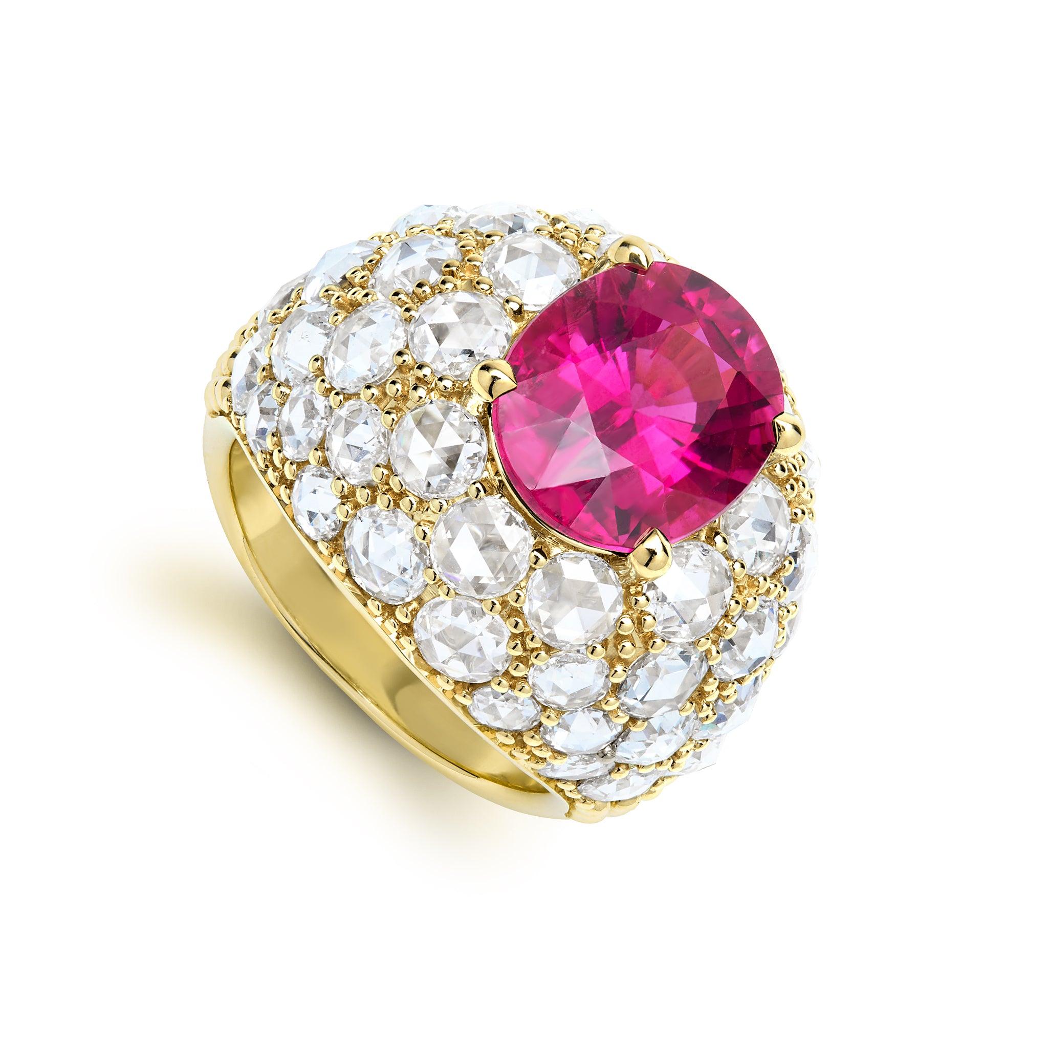 SML 18K Gold Rose-Cut Diamond Rubellite Ring