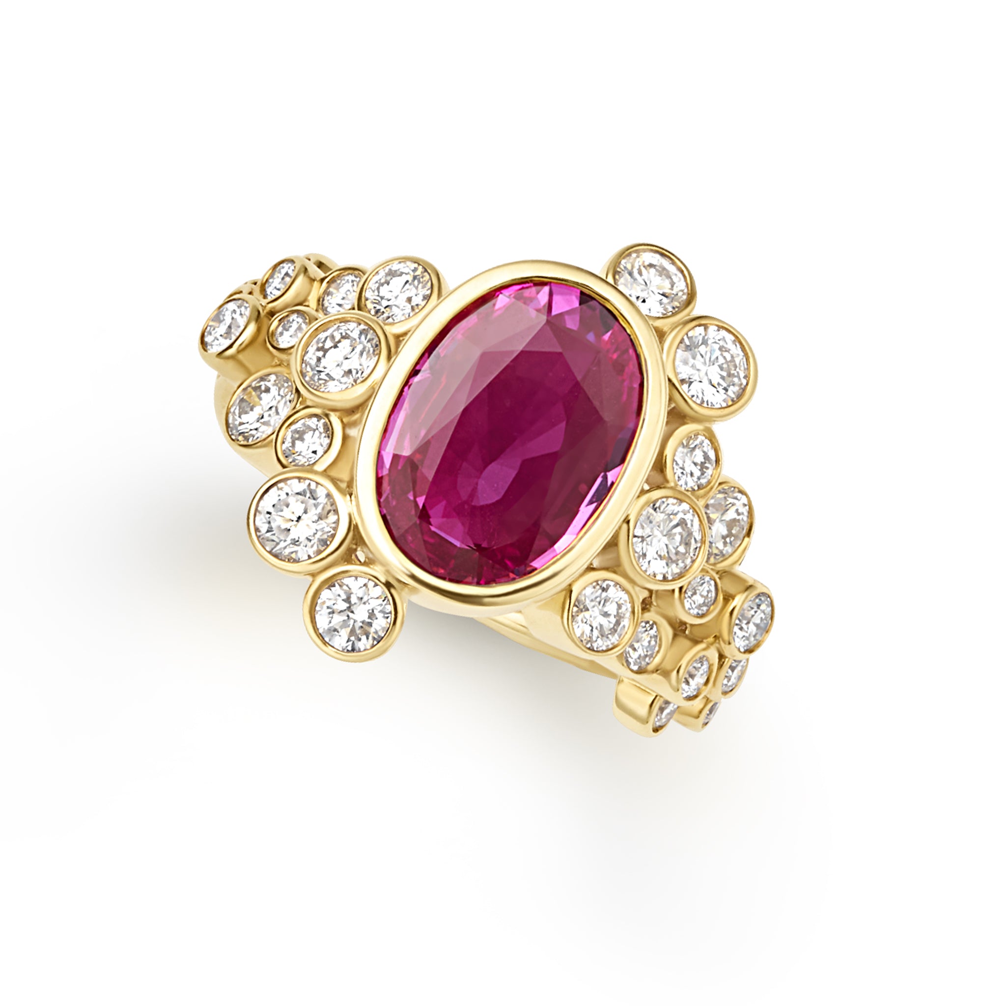 SML 18K Gold Oval Pink Sapphire and Diamond Ring