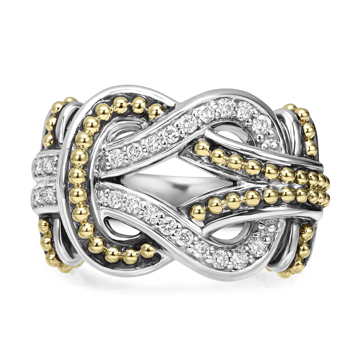 Two-Tone Knot Diamond Statement Ring | LAGOS Jewelry