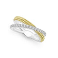 Caviar Lux Thin Two-Tone X Diamond Ring
