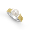 18K gold Caviar beading and sterling silver form this cultured freshwater pearl ring.
