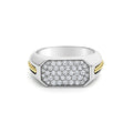 Diamonds accented by sterling silver and 18K gold Caviar beading forms this statement ring. LAGOS diamonds are the highest quality natural stone.