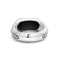 Anthem Onyx Octagon Ring featuring a black onyx gemstone set in sterling silver with intricate caviar beading detailing around the band.