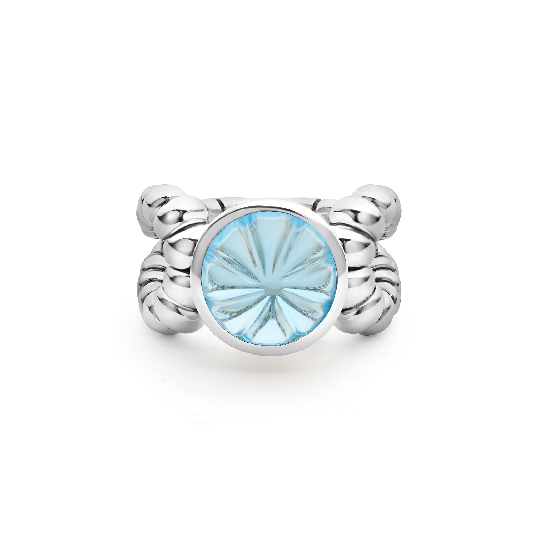 Caviar Color Sterling Silver Blue Topaz Ring