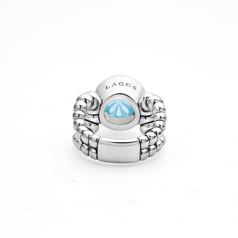Caviar Color Sterling Silver Blue Topaz Ring