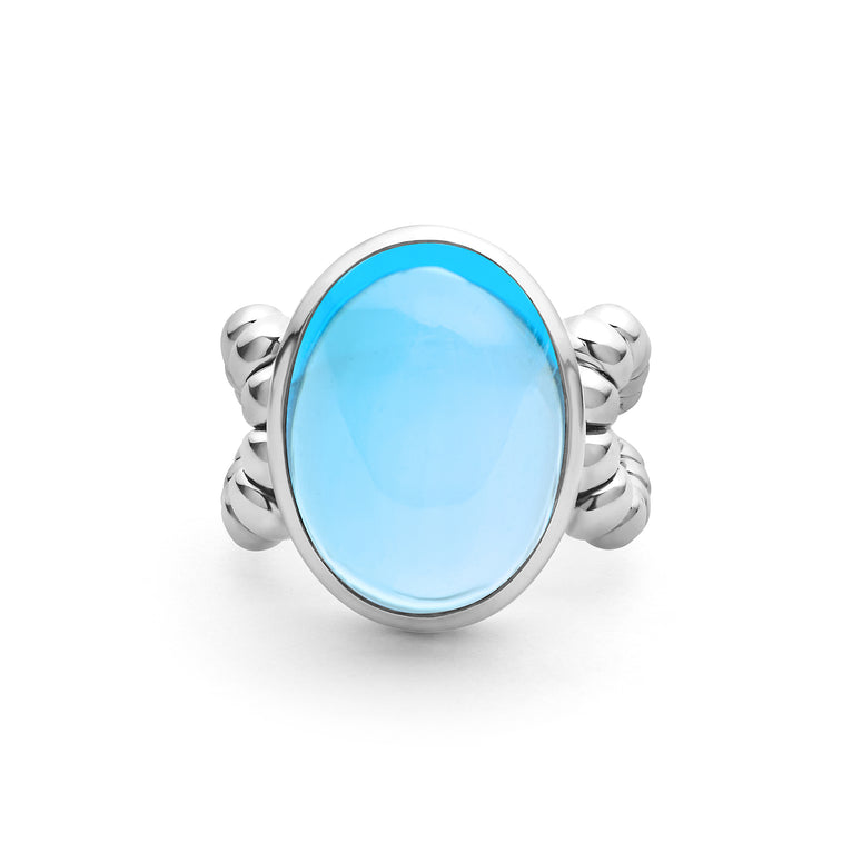 Caviar Color Sterling Silver Blue Topaz Ring