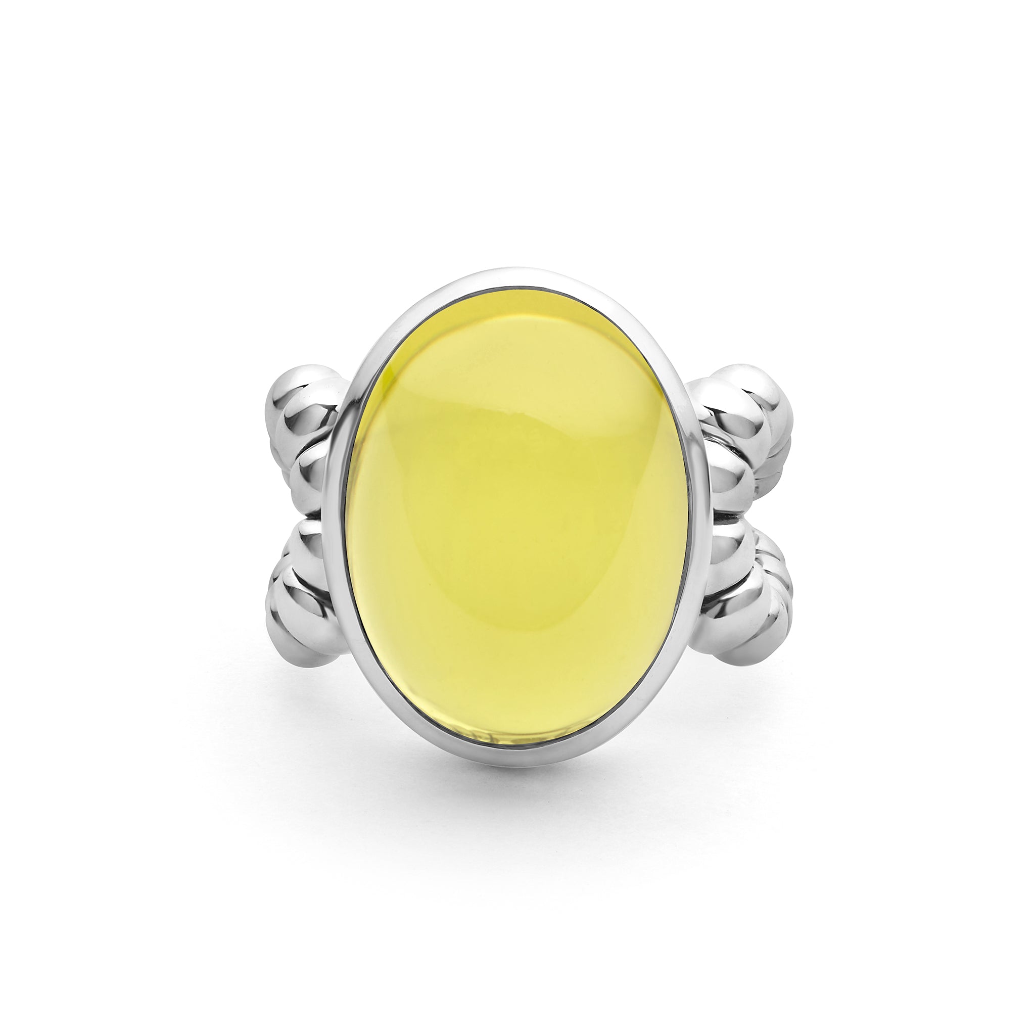 Caviar Color Sterling Silver Green Quartz Cabochon Ring