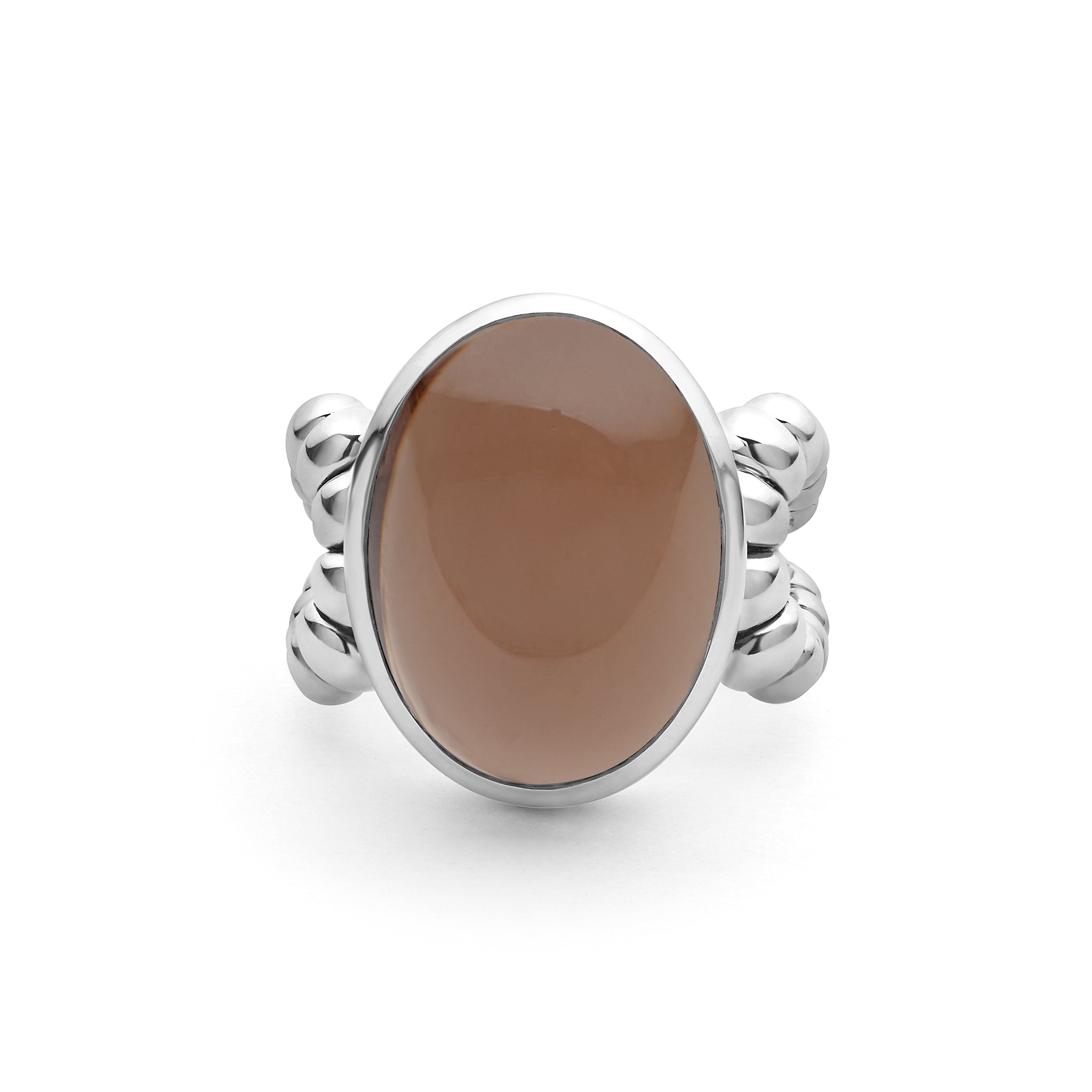 Caviar Color Sterling Silver Smoky Quartz Ring