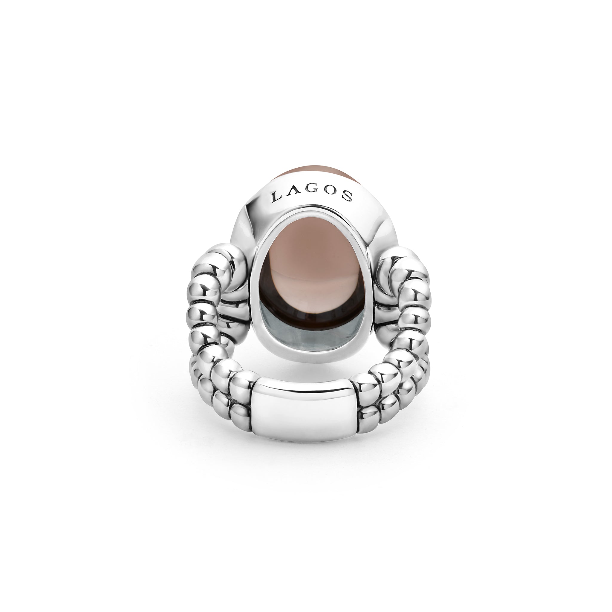 Caviar Color Sterling Silver Smoky Quartz Ring