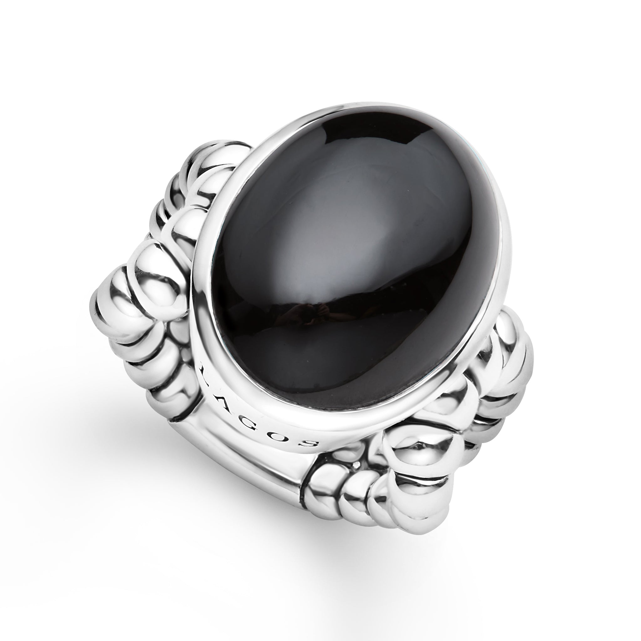 Caviar Color Sterling Silver Black Spinel Cabochon Ring