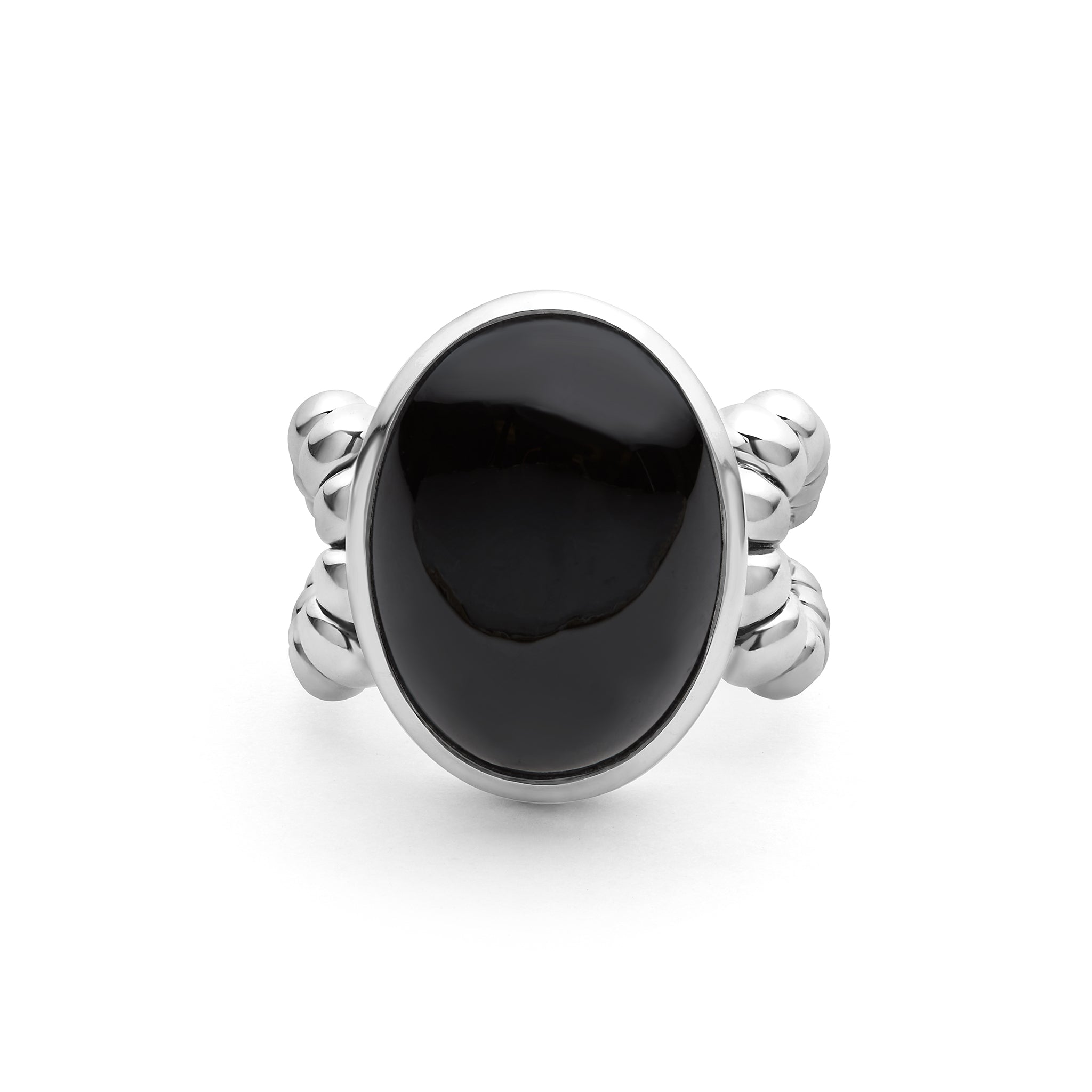 Caviar Color Sterling Silver Black Spinel Cabochon Ring