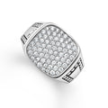 Diamonds form this square statement ring with Caviar beading and smooth sterling silver band details. LAGOS diamonds are the highest quality natural stone.