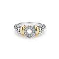 front of sterling silver beaded circle statement ring with gold and diamond details