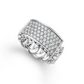 Anthem collection Caviar beaded sterling silver ring with pavé diamonds, 12 mm band