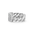 Anthem collection Caviar beaded sterling silver ring with pavé diamonds, 12 mm band
