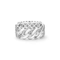 Anthem collection Caviar beaded sterling silver ring with pavé diamonds, 12 mm band