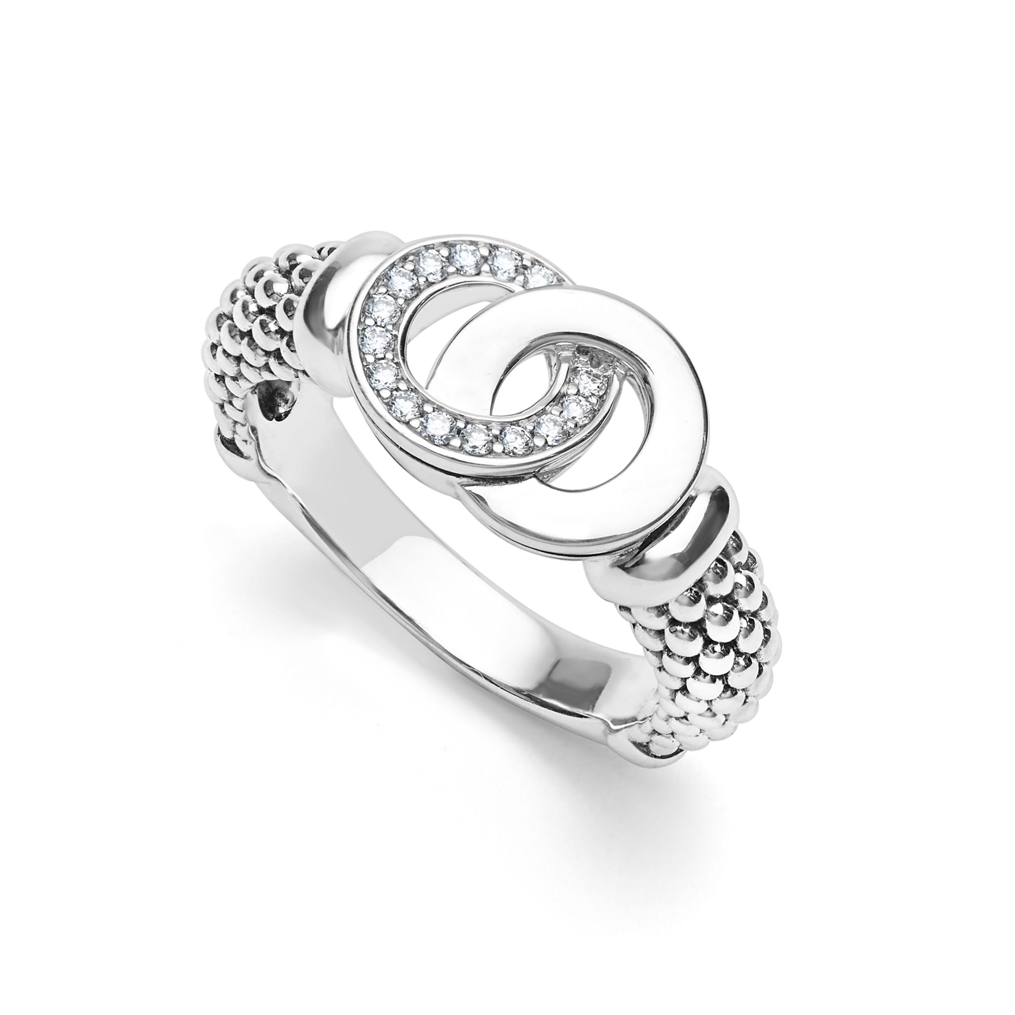 Medium Silver Interlocking Diamond Ring | LAGOS Jewelry