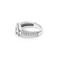 Signature Caviar Medium Silver Interlocking Diamond Ring, featuring a textured band and smooth inset, crafted in sterling silver with sparkling diamond accents.