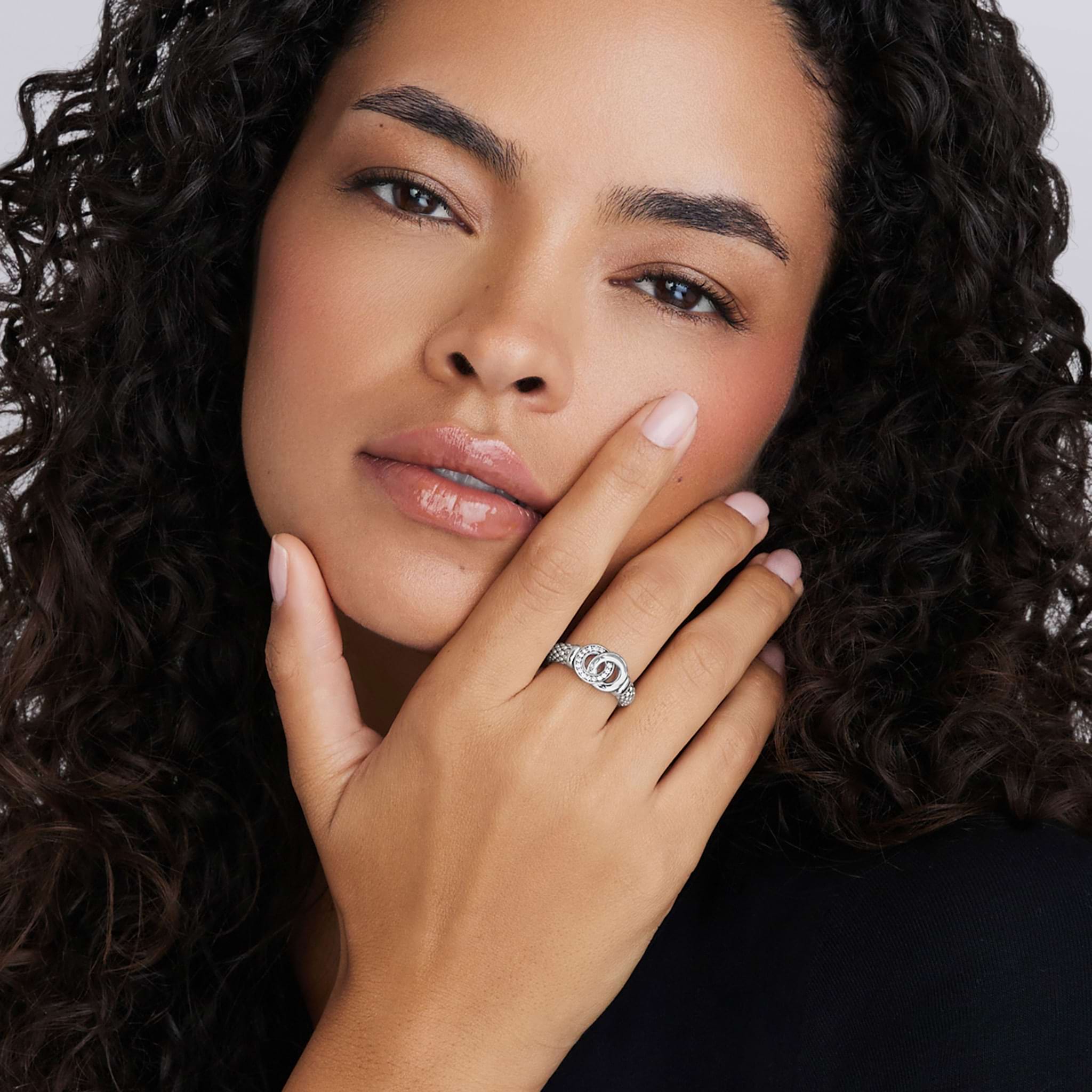 Medium Silver Interlocking Diamond Ring | LAGOS Jewelry