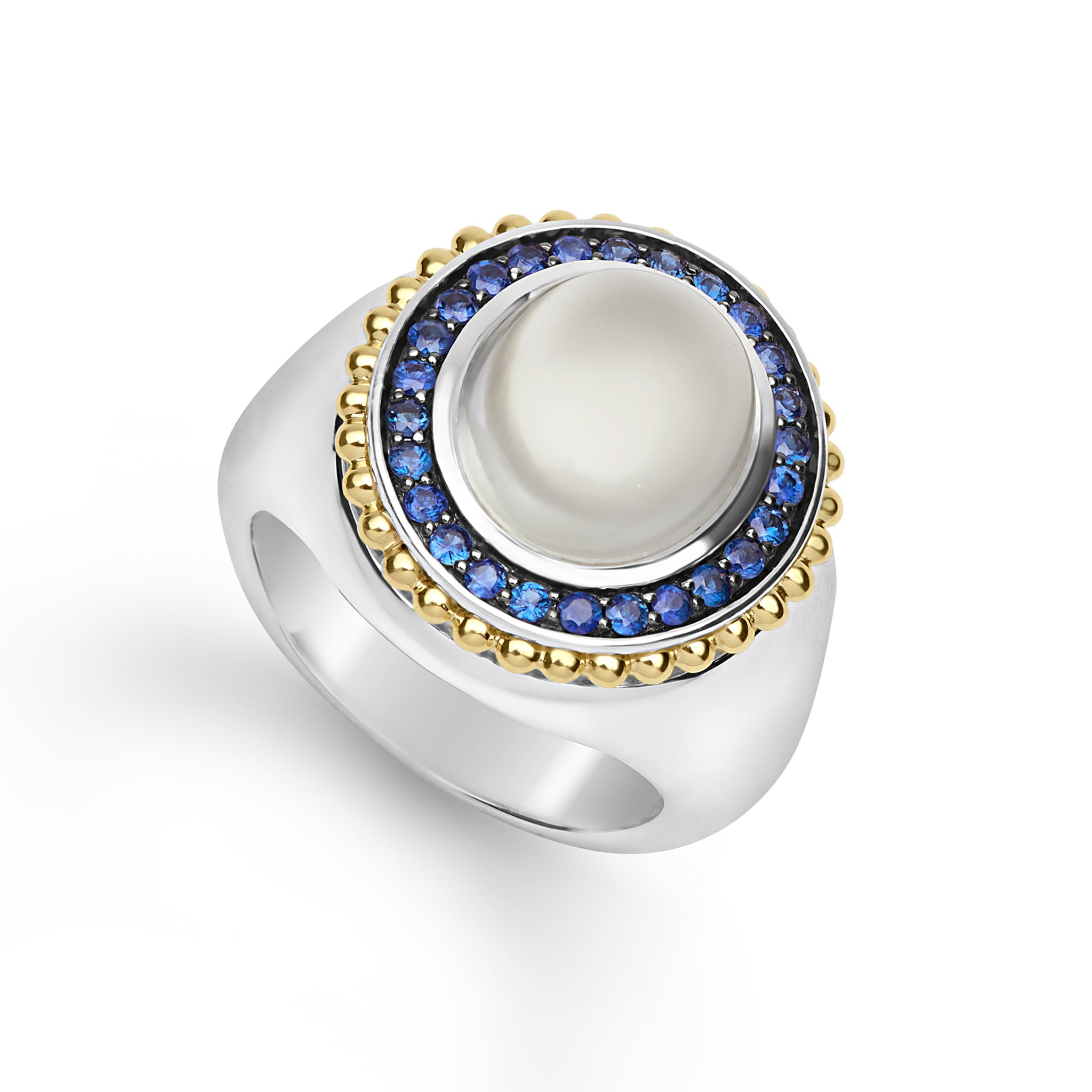 Rittenhouse Two-Tone Small Moonstone and Sapphire Ring