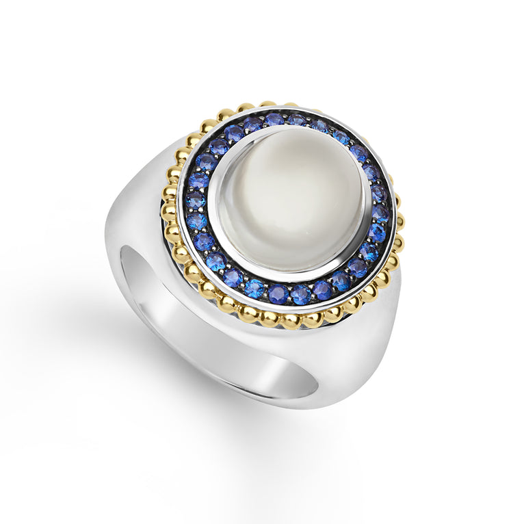 Rittenhouse Two-Tone Small Moonstone and Sapphire Ring
