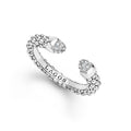 Signature Caviar Sterling Silver Diamond Mini Versa Stacking Ring with caviar texture and pavé diamonds on open ends, showcasing LAGOS hallmark craftsmanship.