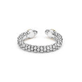 Signature Caviar Two-Tone Diamond Mini Versa Stacking Ring: Sterling silver ring with caviar beading and 14K gold accents, featuring pavé diamond end caps and two stylized snake heads.