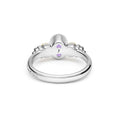 Sterling silver tiara-style ring with crown shape, bead-like accents, and lavender heart size marker. Features Signature Caviar Two-Tone Amethyst Oval Ring engraved.