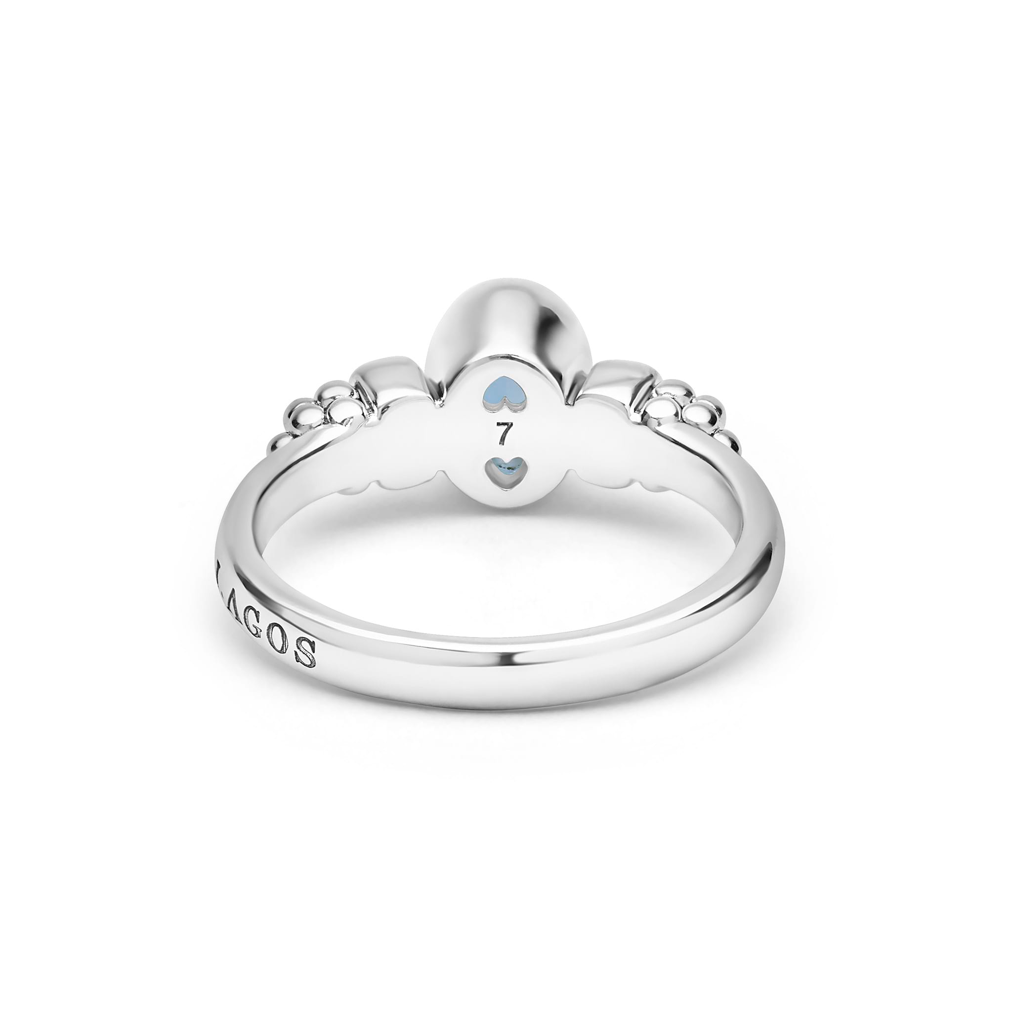 Signature Caviar Two-Tone Swiss Blue Topaz Oval Ring, featuring sterling silver with caviar beading, 14K gold accents, and a vivid Swiss blue topaz centerpiece.