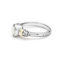 Signature Caviar Two-Tone White Topaz Oval Ring with sterling silver caviar beading, 14K gold accents, and a faceted topaz gemstone centerpiece.