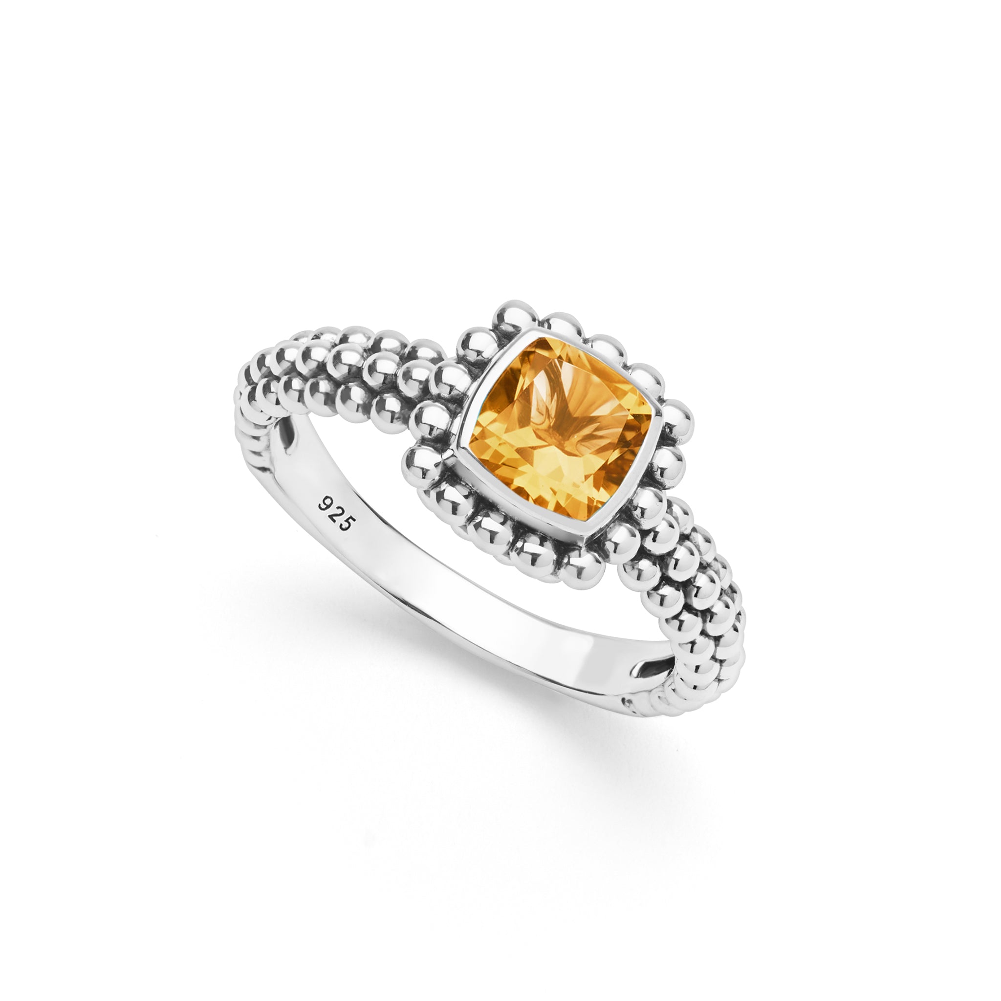 Signature Caviar Sterling Silver Cushion-Cut Citrine Ring
