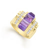 Studio 18K Gold Amethyst and Diamond Ring