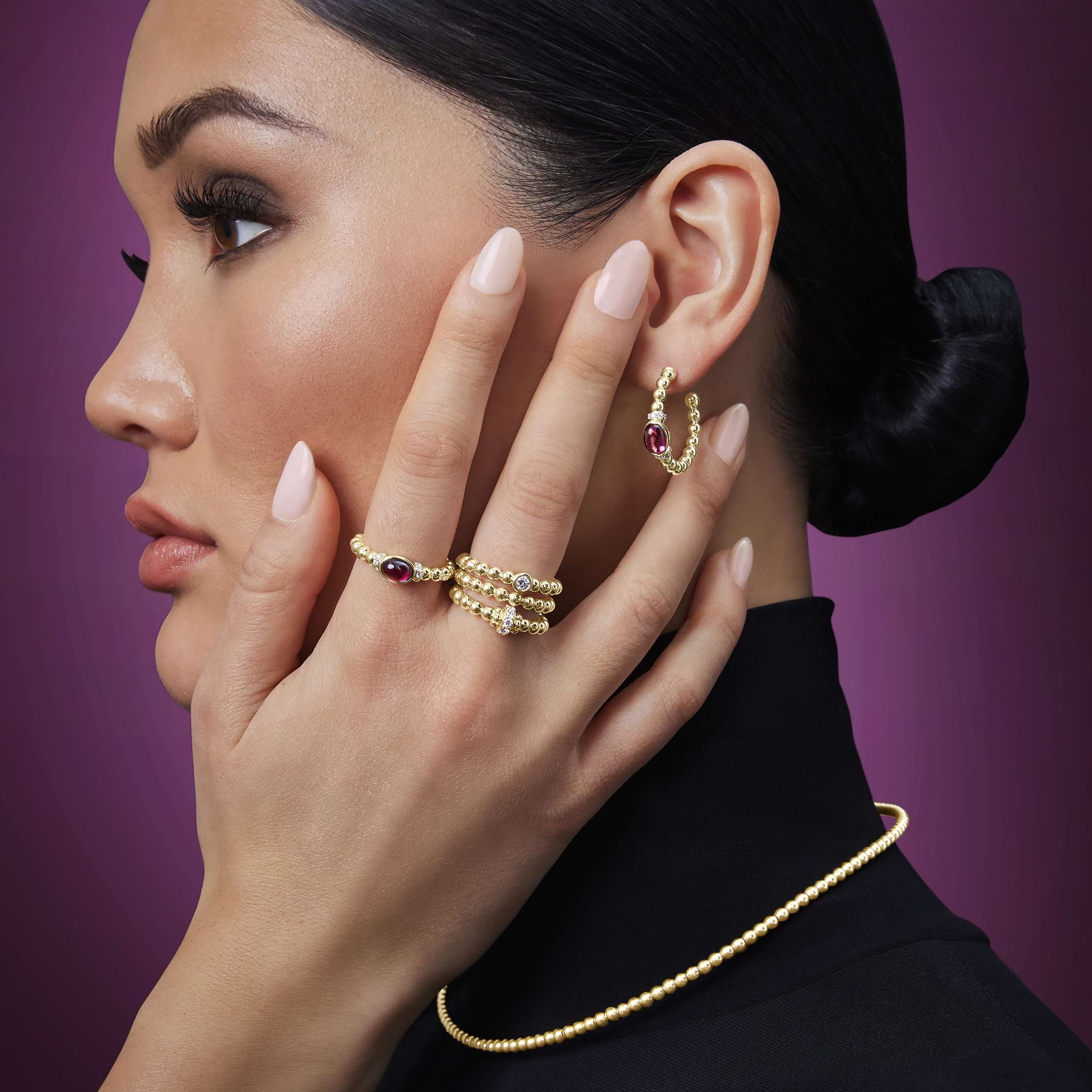Caviar Gold 18K Gold Caviar Beaded Stacking Ring