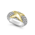 Smooth 18K gold and sterling silver Caviar beading form this easy-to-wear ring.
