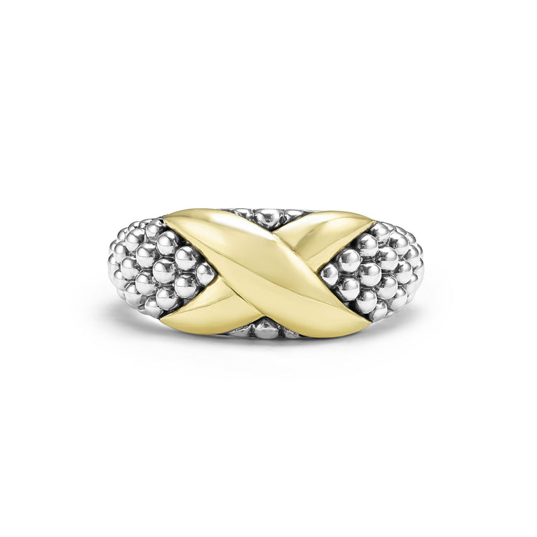 Embrace Two-Tone X Caviar Ring – LAGOS