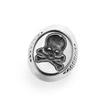 Sterling silver in a skull motif forms this signet ring and encapsulates the spirit of the LAGOS man.