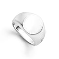 Smooth sterling silver forms this oval signet ring.