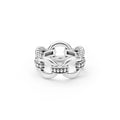 Signature Caviar Sterling Silver Caviar Link Ring featuring interlocking, rope-textured links for a bold, contemporary statement piece, crafted with artisanal precision.
